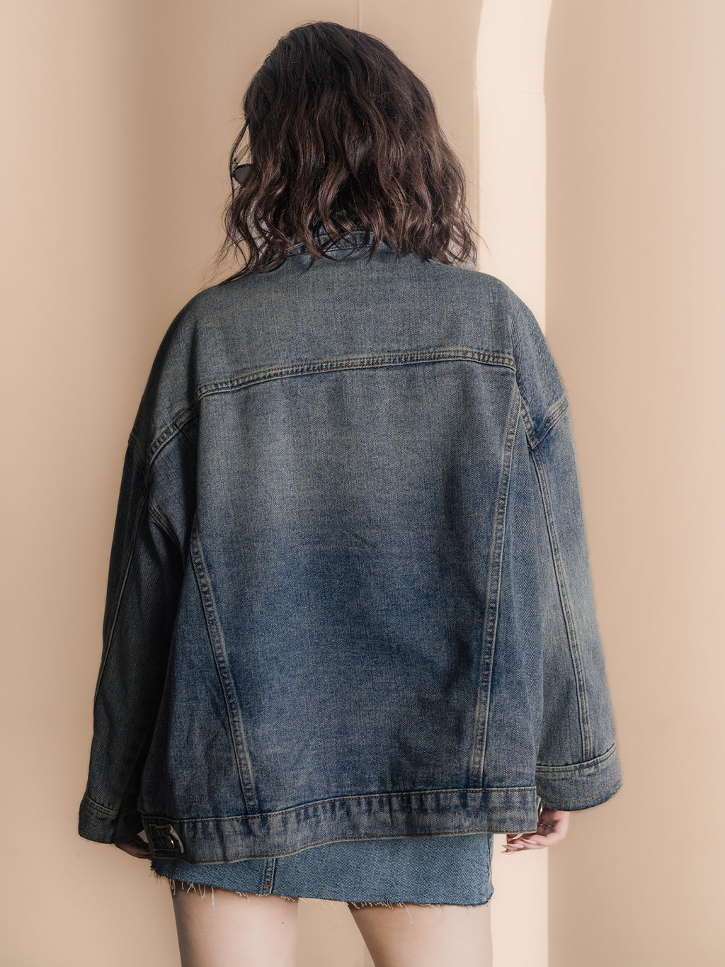 Donna Denim Oversized Embellished Jacket