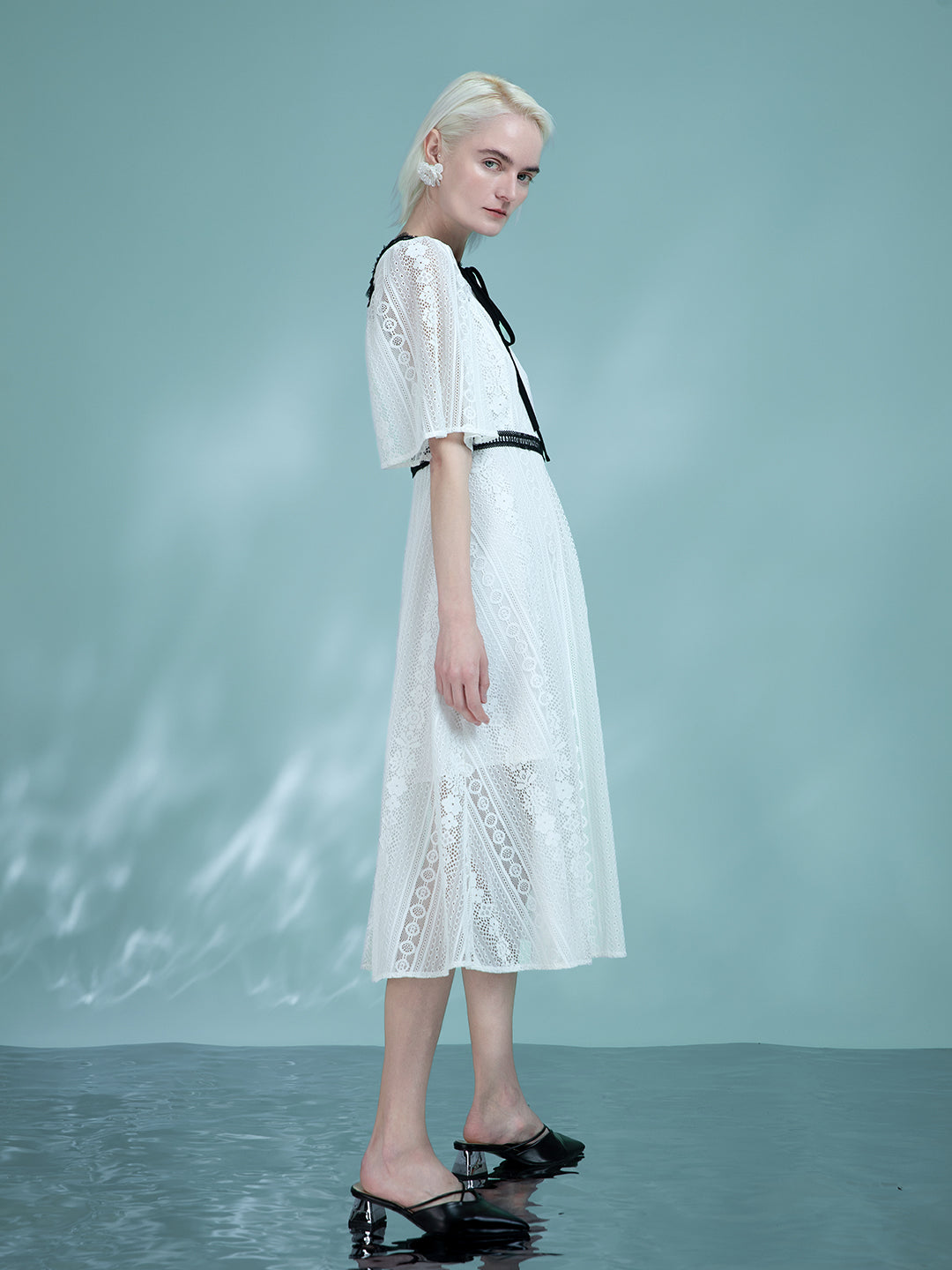 White Dress With Black Bow