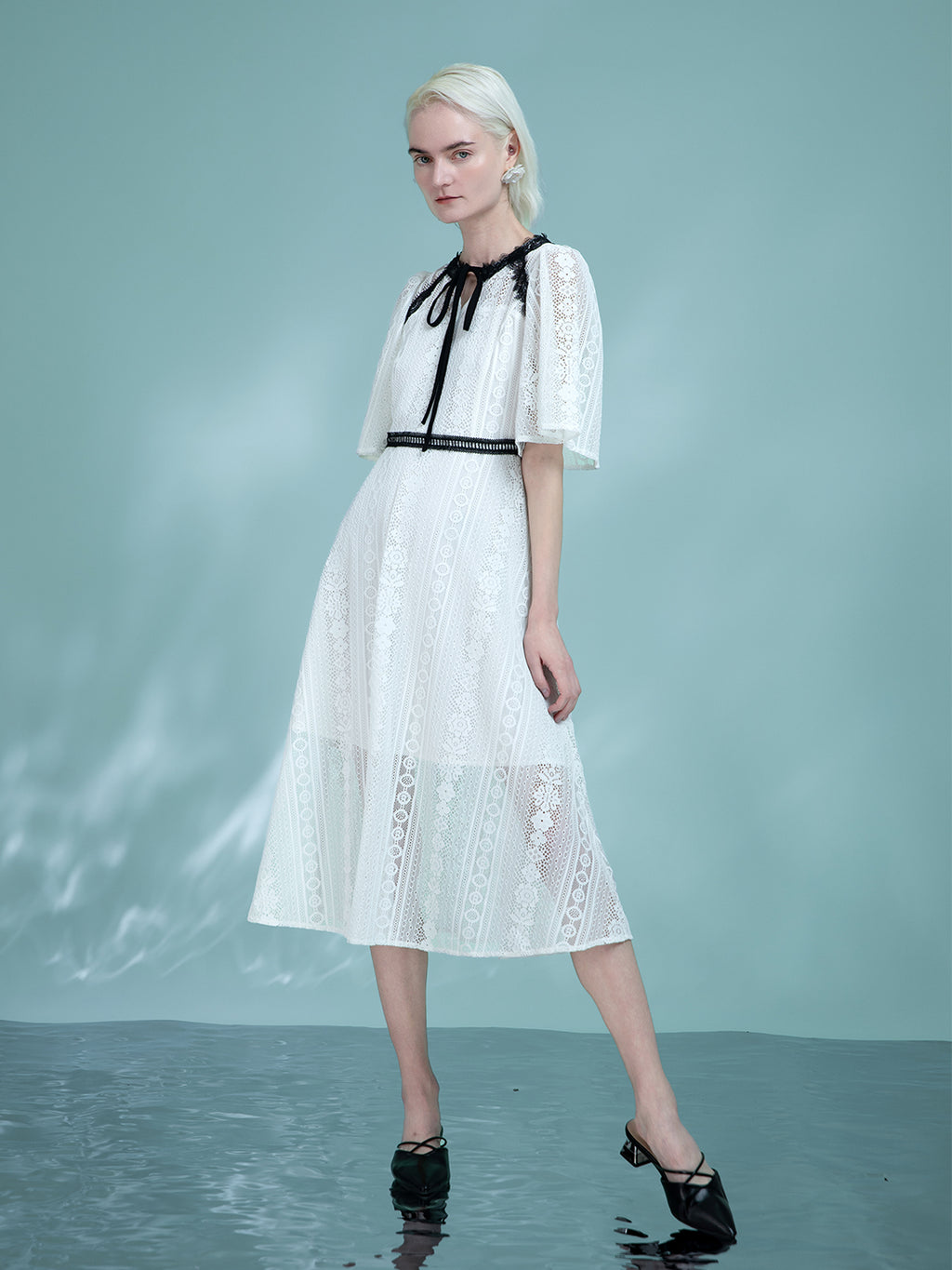 White Dress With Black Bow